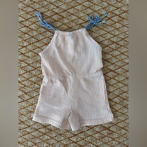 Toddler girls peach and white striped short romper Vince Camuto 2T